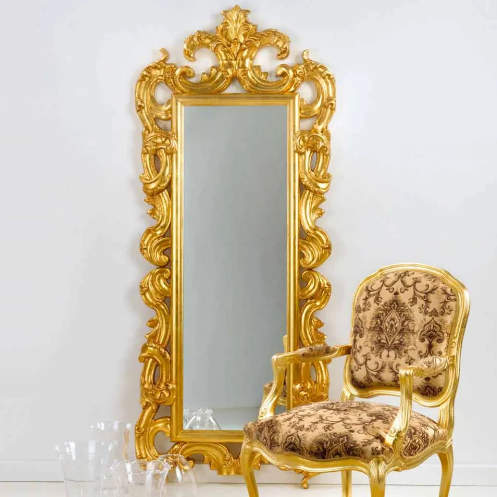 Repro Stand und Wandspiegel in Blattgold Guerin