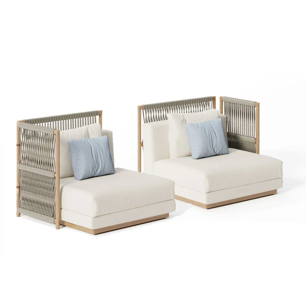 Modulares Gartensofa mit niedriger Holzstruktur Made in Italy - Rubik