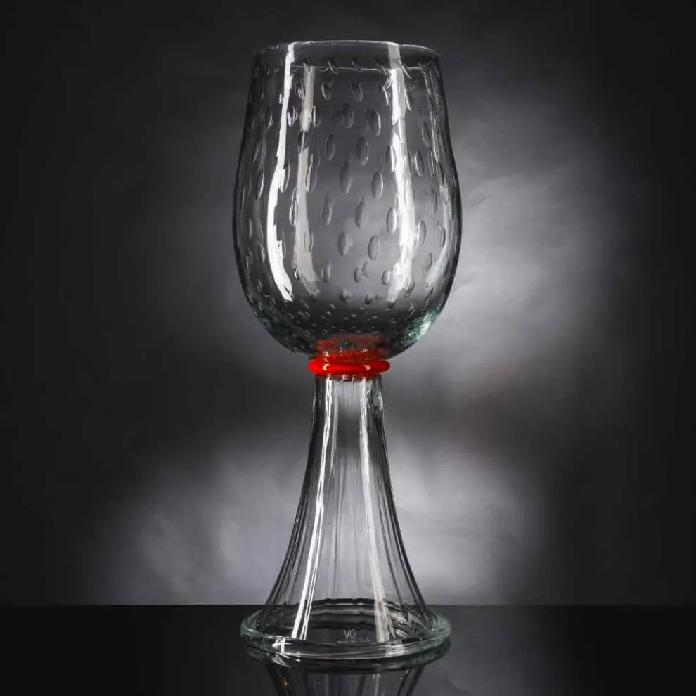 Innenvase aus Muranoglas mit roten Details Made in Italy - Copernicus