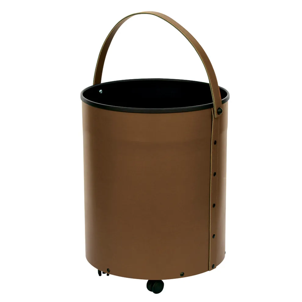 Runder Holzscheithalter aus Öko-Leder mit Rädern, hergestellt in Italien – Chamäleon