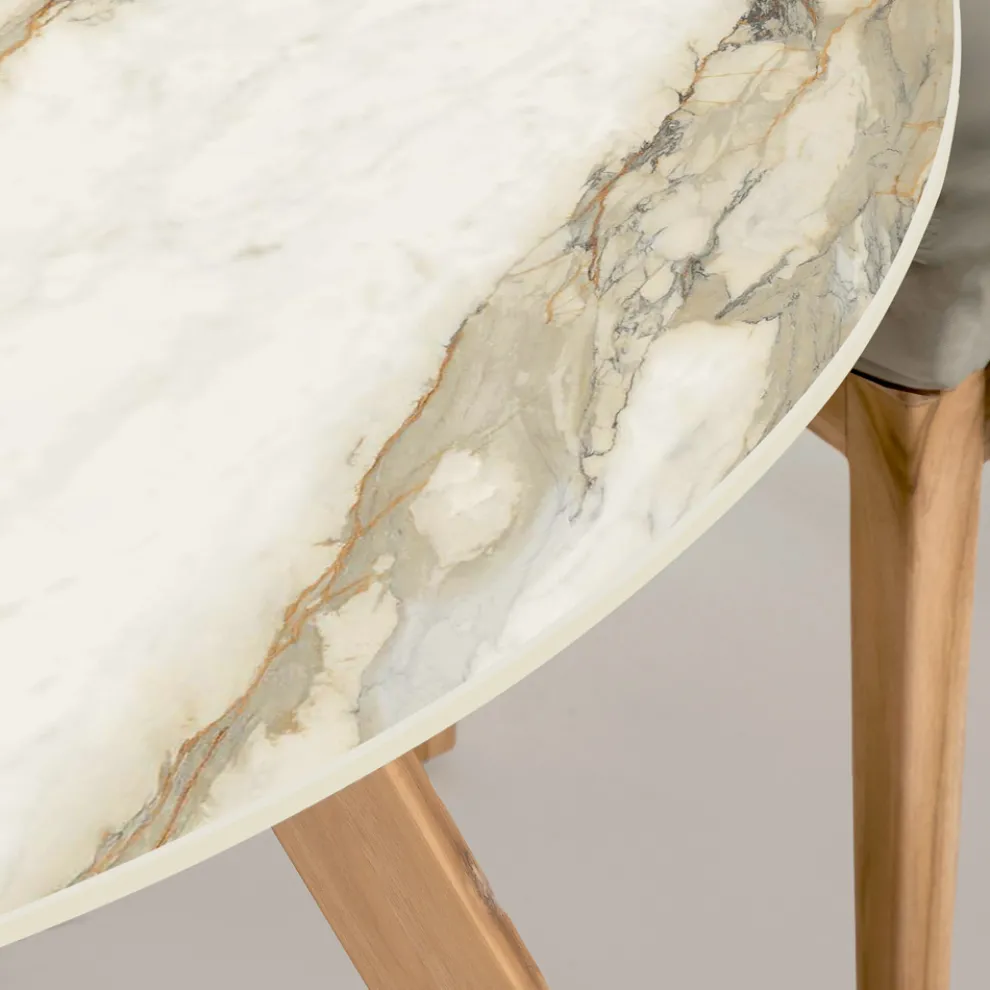 Runder Keramiktisch für den Außenbereich Calacatta Hermitage Made in Italy - Pegaso