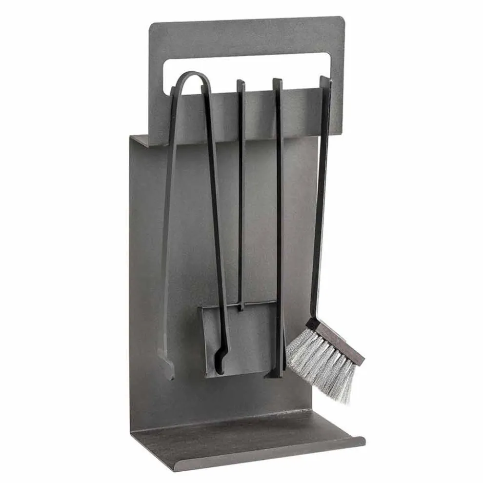 Set mit 4 schwarzen Stahlwerkzeugen für den Kamin Made in Italy - Rachel