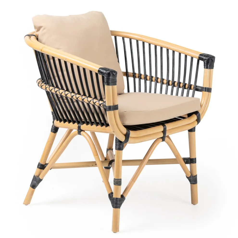 Gartensessel aus natürlichem Rattan mit Kissen inklusive - Catelyn