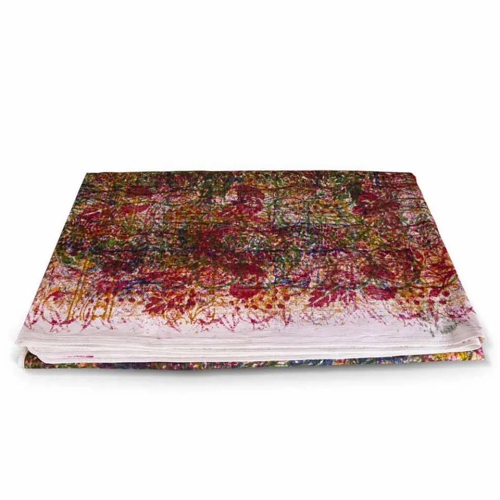 Handgemachte Baumwolltischdecke Handgemachter Druck Unikat - Viadurini von Marchi