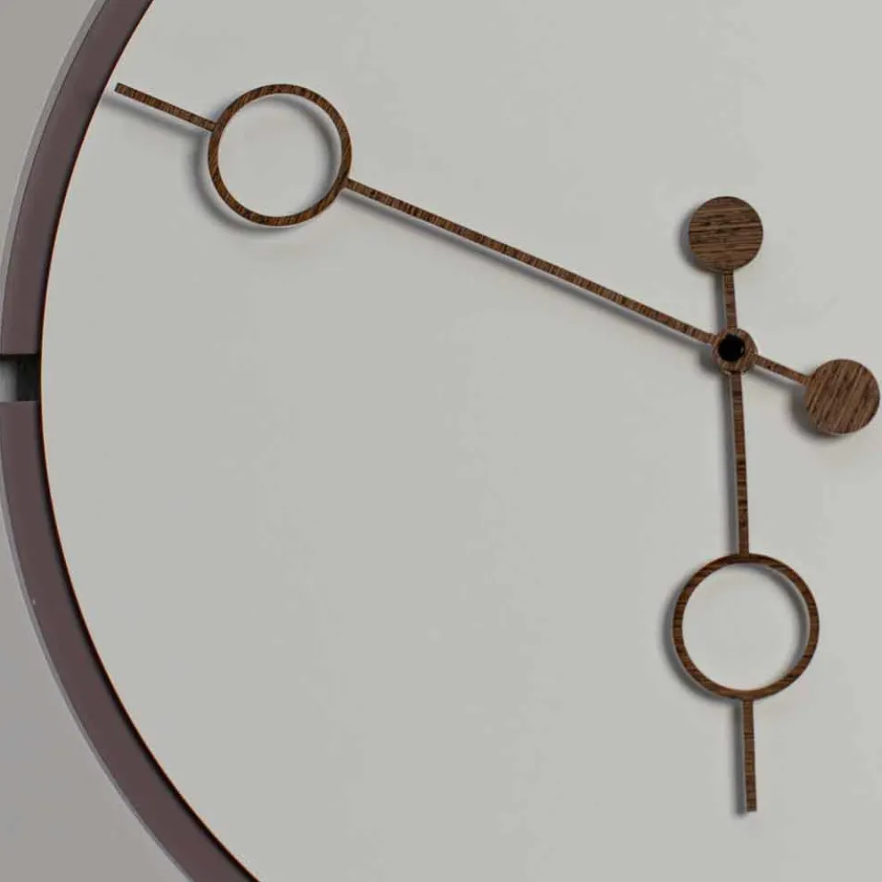 Große runde Wanduhr im modernen Design in Braun- und Beigeholz - Osvego