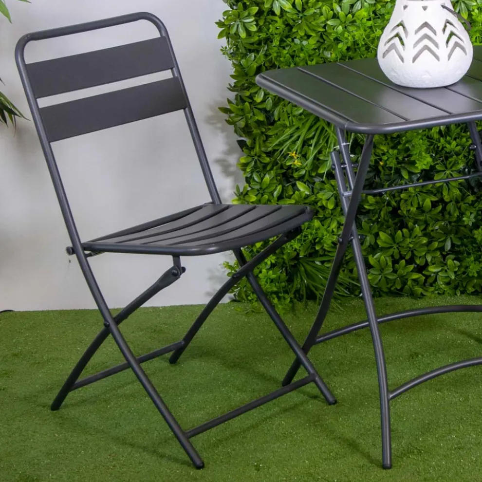 Klappbarer Gartenstuhl ganz aus Metall - Schleife