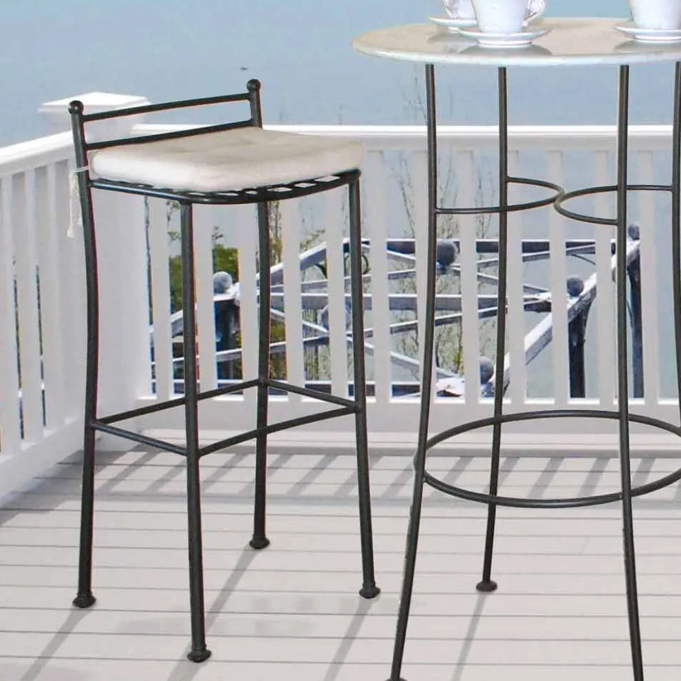 Outdoor-Hocker aus Graphiteisen, handgefertigt in Italien - Zito