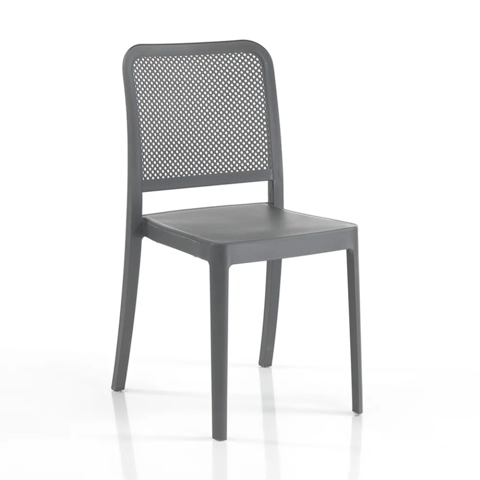 4 stapelbare Innen- und Außenstühle aus Polypropylen – Pfau