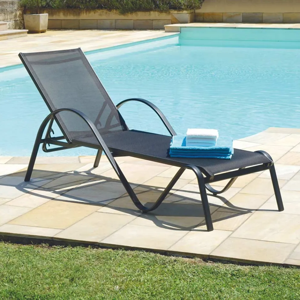 Stapelbare Gartenliege aus Aluminium und Textilene - Spero