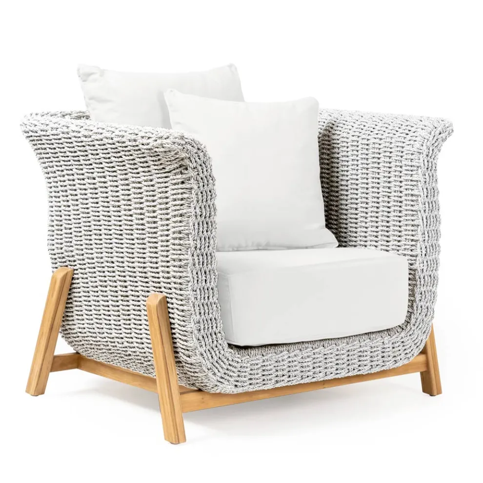 Gartensessel aus Teakholz und Seilgeflecht - Arjuna