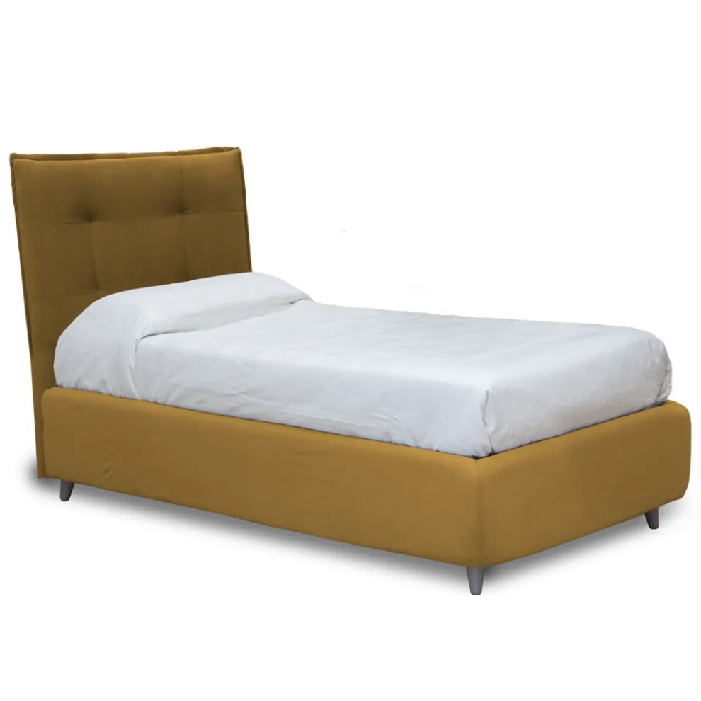 Gepolstertes Einzelbett mit optionalem Stauraum, hergestellt in Italien – Akira