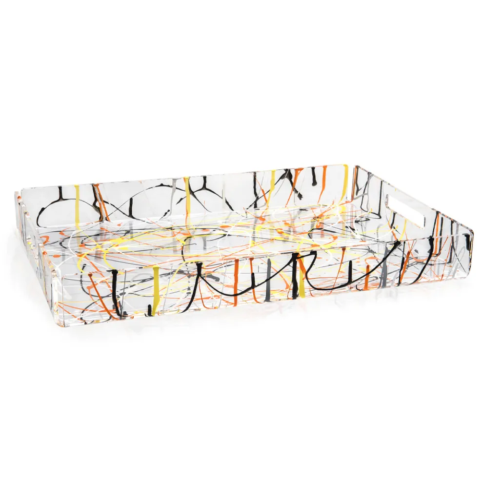 Mehrfarbiges Tablett aus Plexiglas in 2 Größen Made in Italy - Mehrfarbig