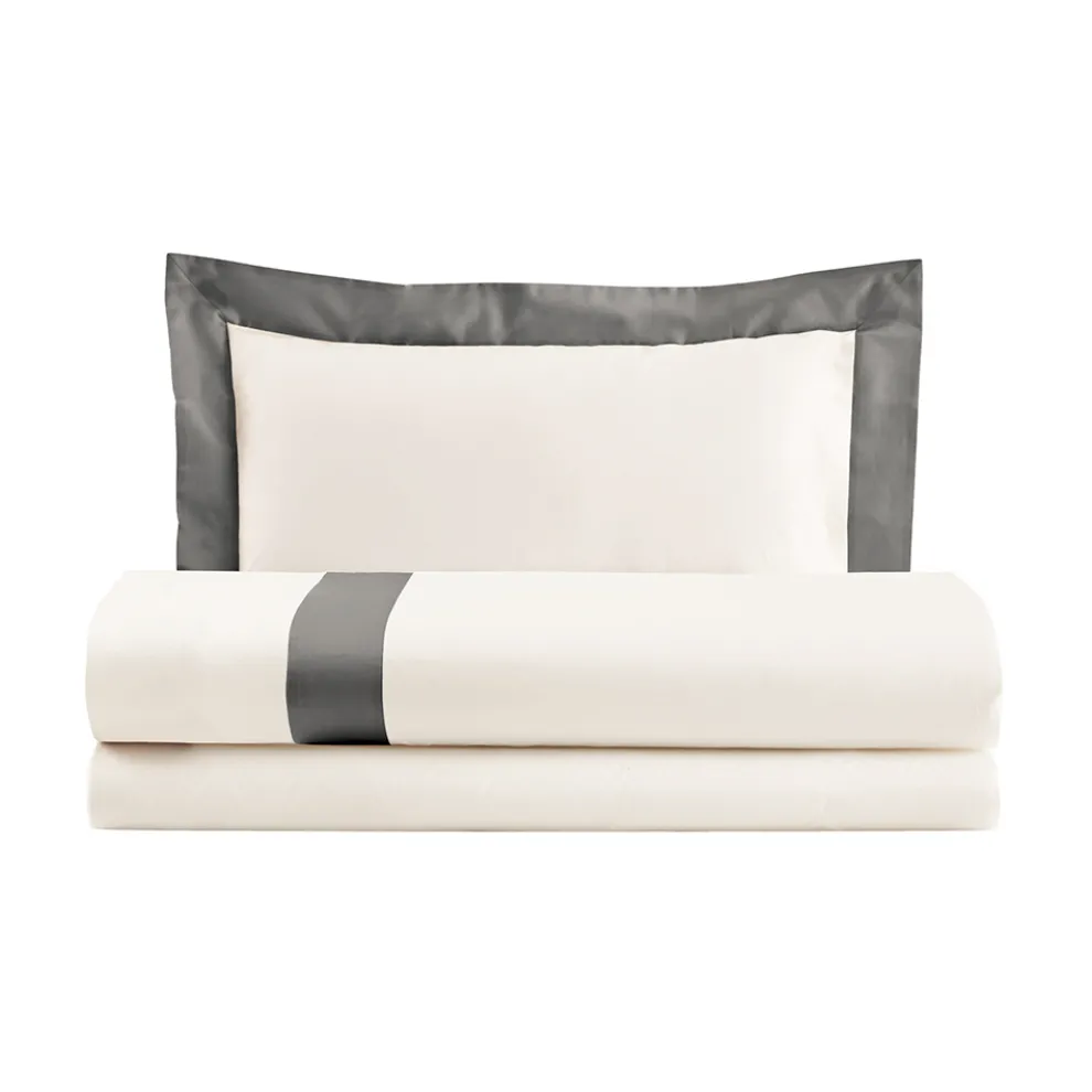 Kompletter Bettbezug für Einzelbett und eine Hälfte aus 100 % Baumwolle und 10 % Baumwollsatin – Detail