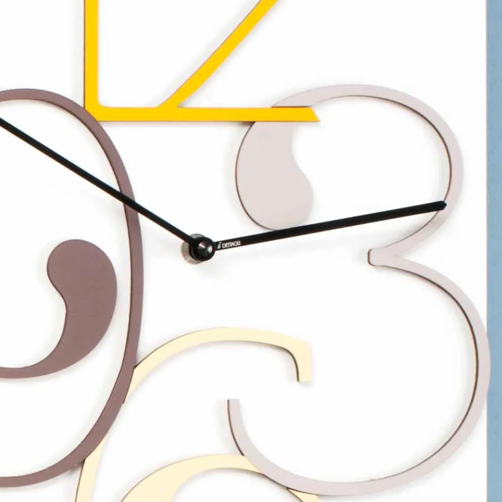 Wanduhr farbiges und weißes Holz rechteckiges modernes Design - Mathematik