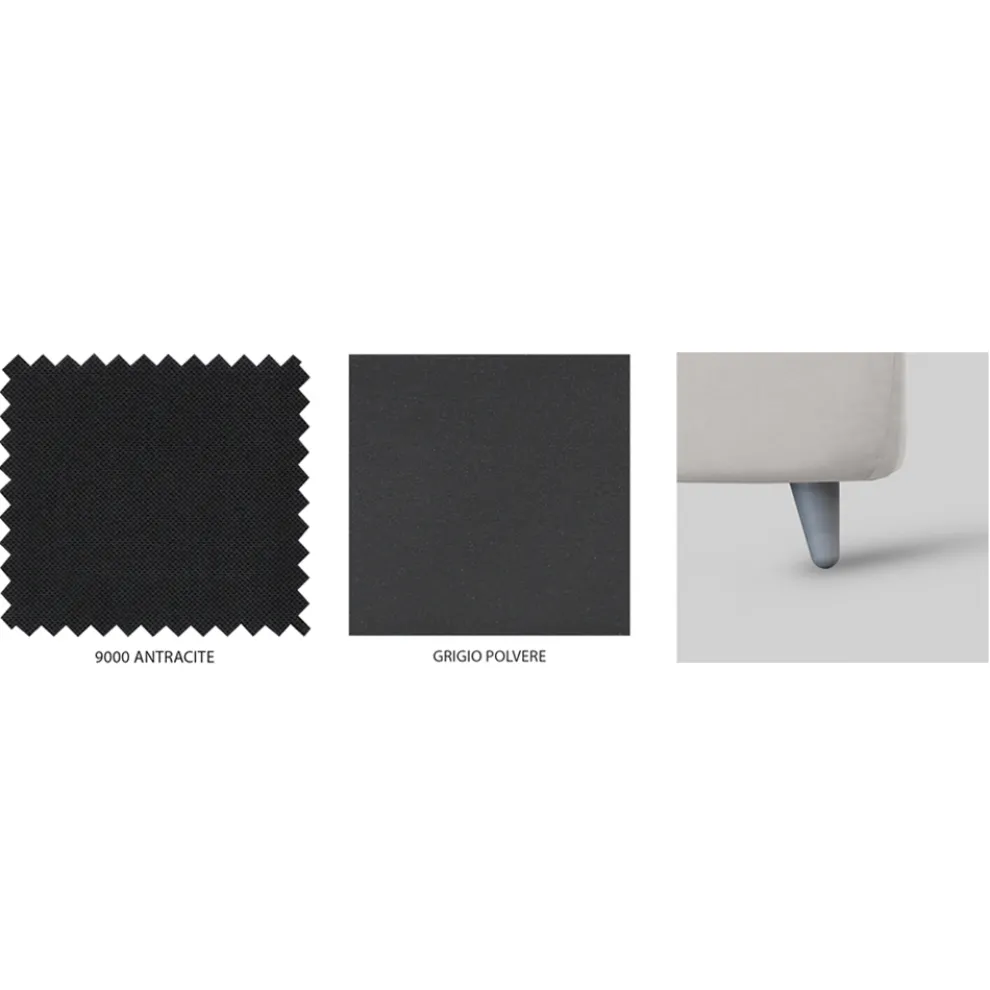 Doppelbett mit gepolstertem Bettrahmen, hergestellt in Italien – Shadow