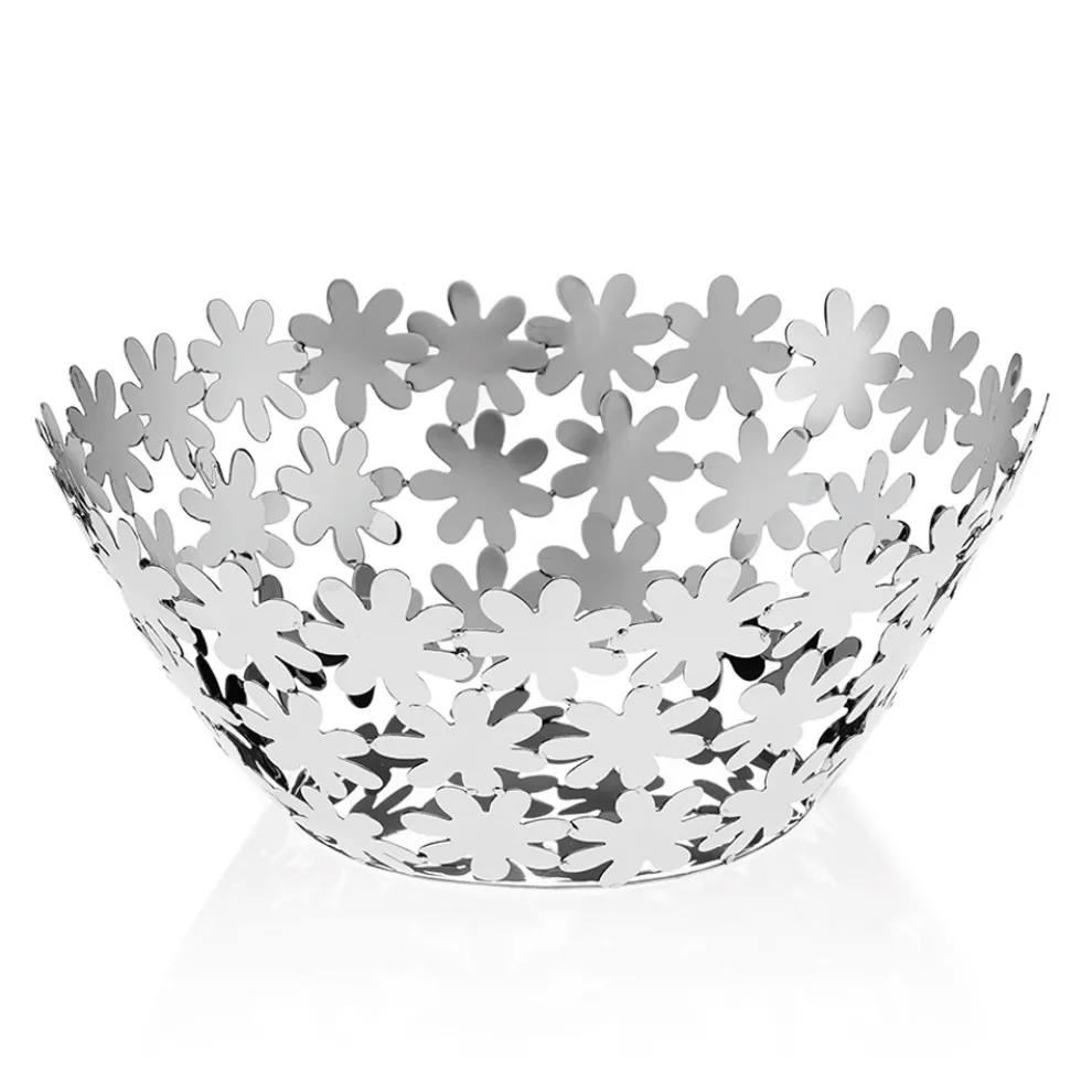 Design-Mittelstück aus silbernem Metall und luxuriöser Blumendekoration - Terraceo