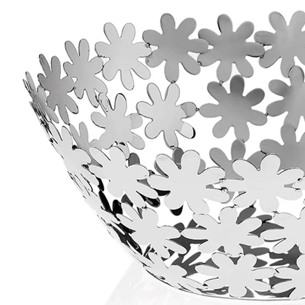 Design-Mittelstück aus silbernem Metall und luxuriöser Blumendekoration - Terraceo