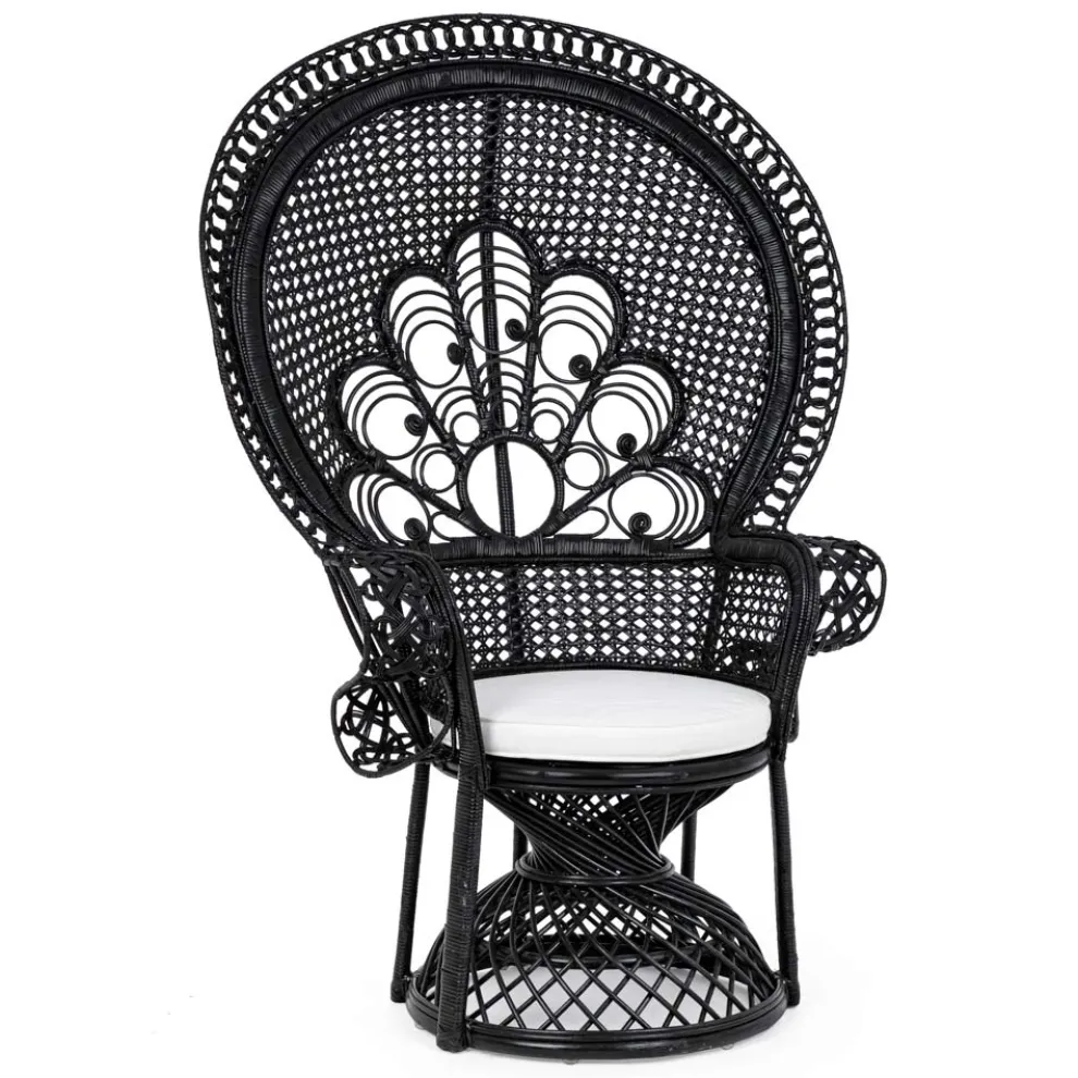 Luxus Design Garten Sessel für den Außenbereich in Schwarz Rattan - Serafino