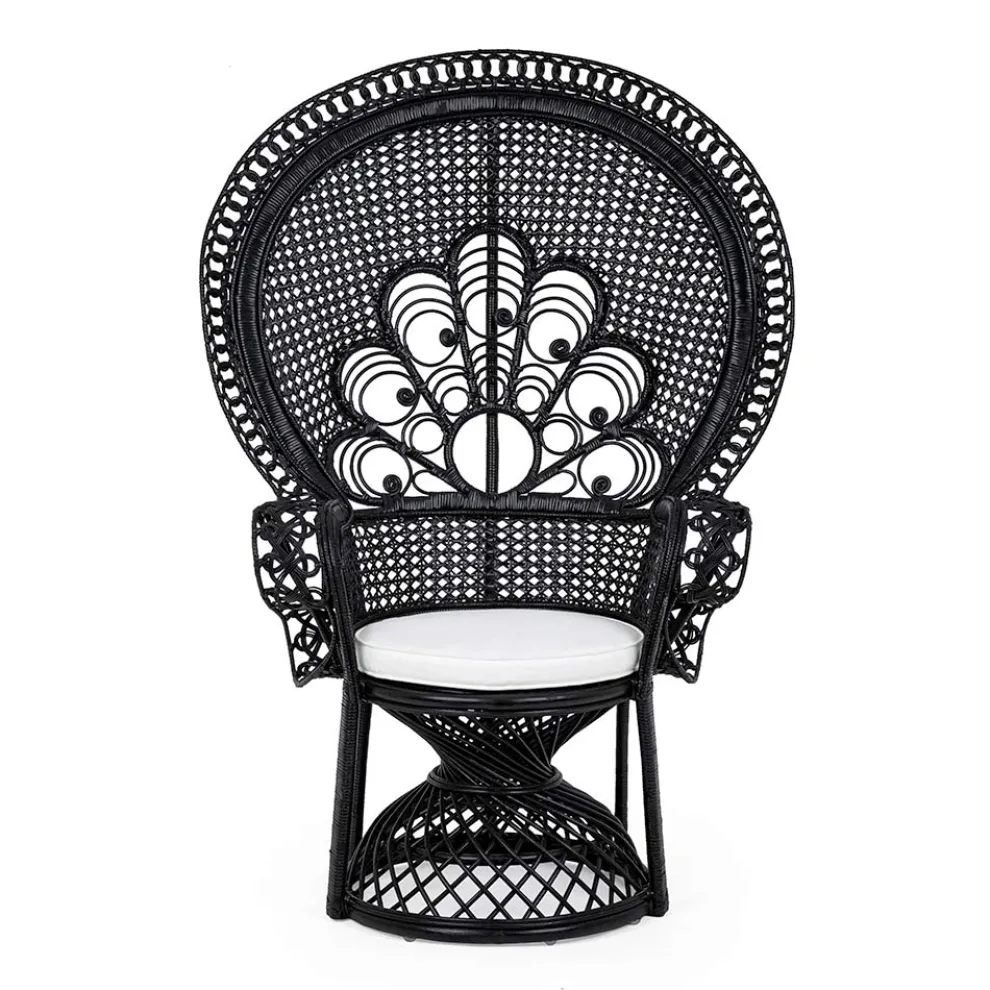 Luxus Design Garten Sessel für den Außenbereich in Schwarz Rattan - Serafino