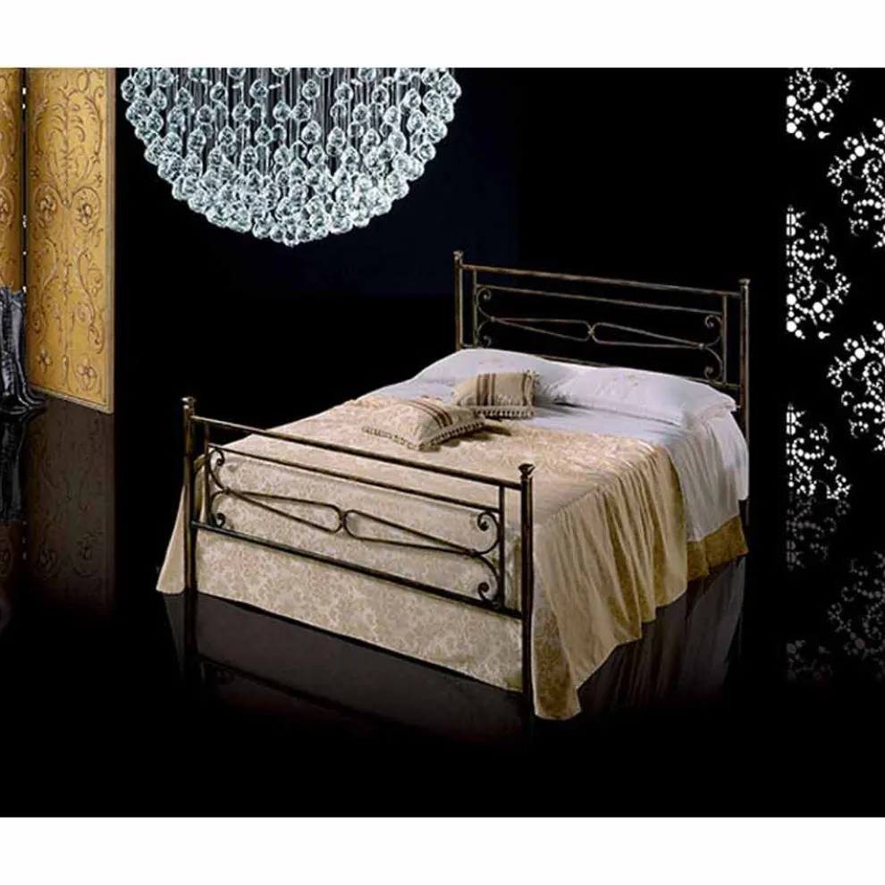 Topazio Jugend Queen Size Bett aus Schmiedeeisen in Design