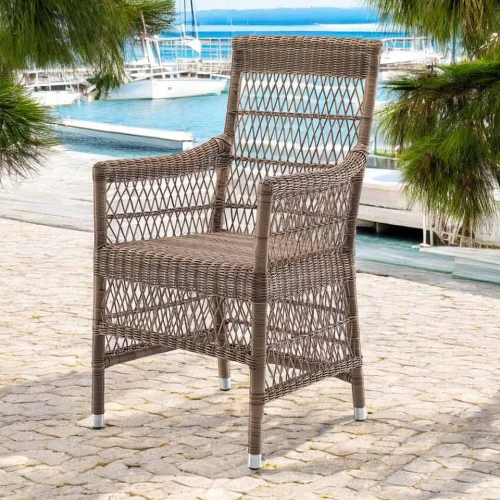 Gartenstuhl mit Armlehnen aus Polyrattan - Gigi