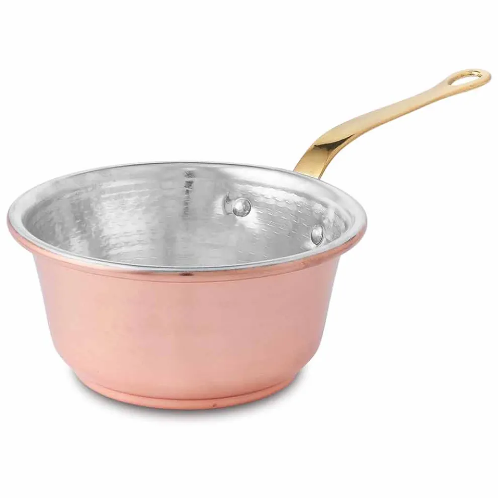Konische handverzinnte Kupferpfanne und Griff Made in Italy 19 cm - Mariassunta