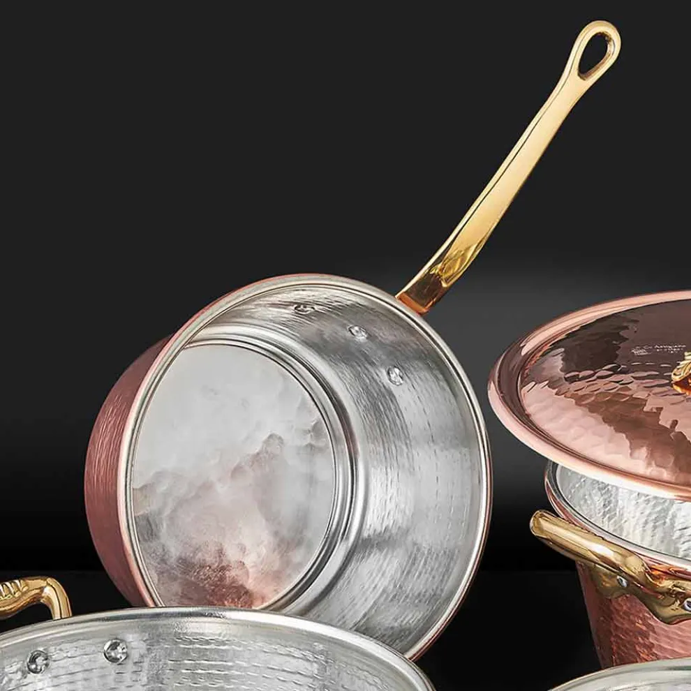 Konische handverzinnte Kupferpfanne und Griff Made in Italy 19 cm - Mariassunta