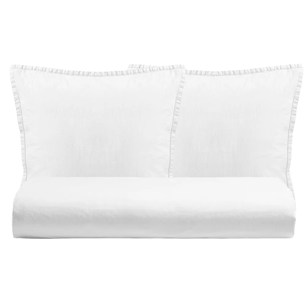 Doppelbettbezug-Set aus reiner, stückgefärbter Baumwolle mit 2 Kissenbezügen - Delicacy