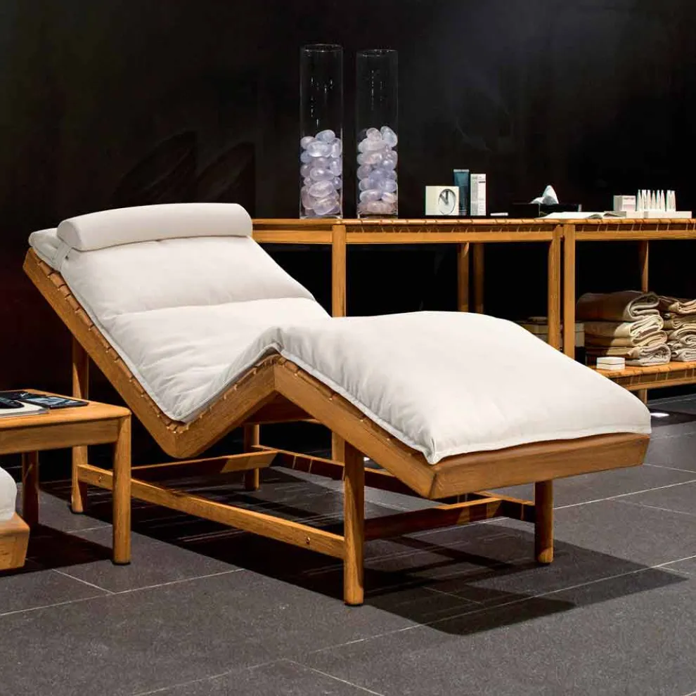 Moderne Teak Sonnenliege für Indoor und Outdoor Varaschin Barcode