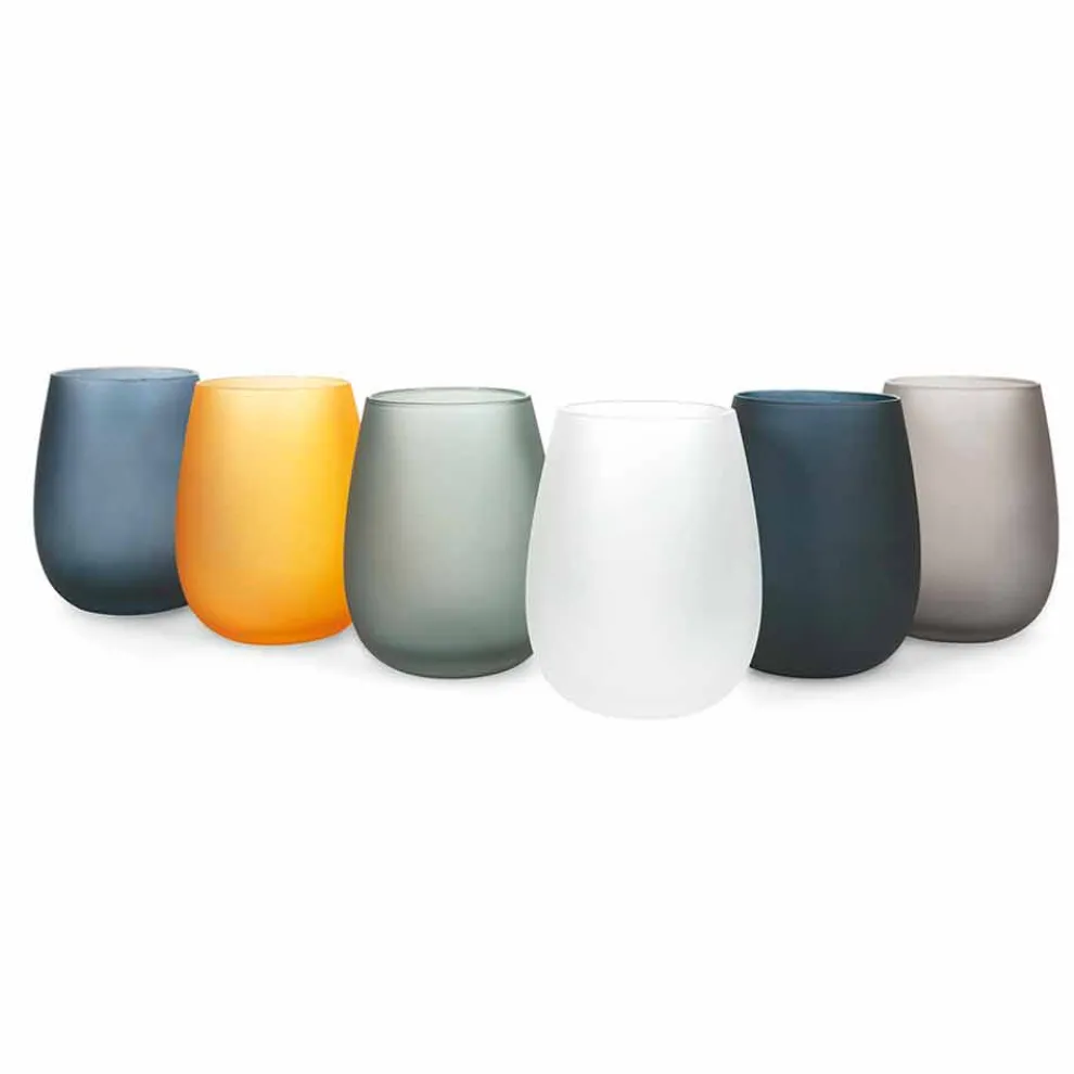 Modernes farbiges Glas Wasserglas Set, 12 Stück - Rand