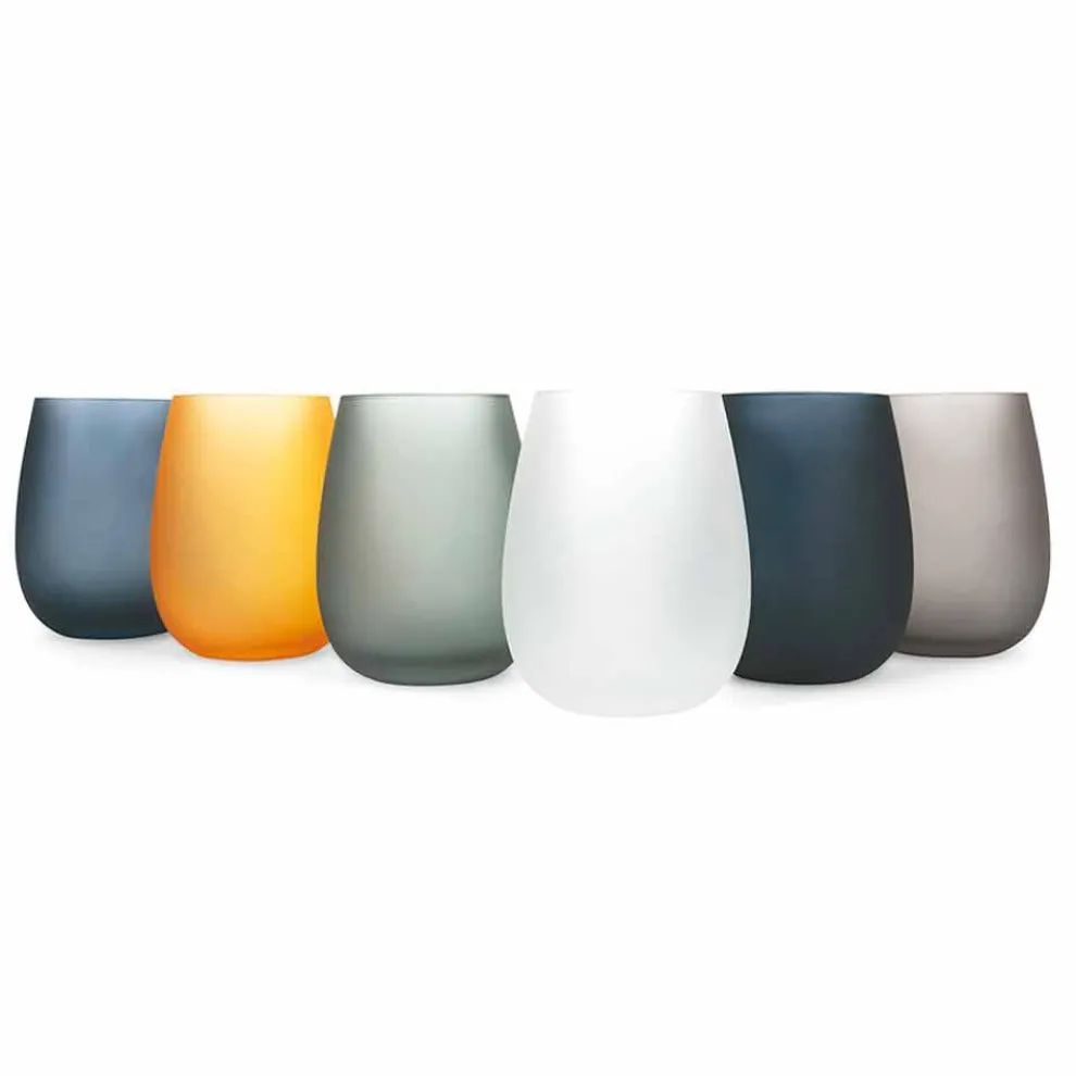 Modernes farbiges Glas Wasserglas Set, 12 Stück - Rand