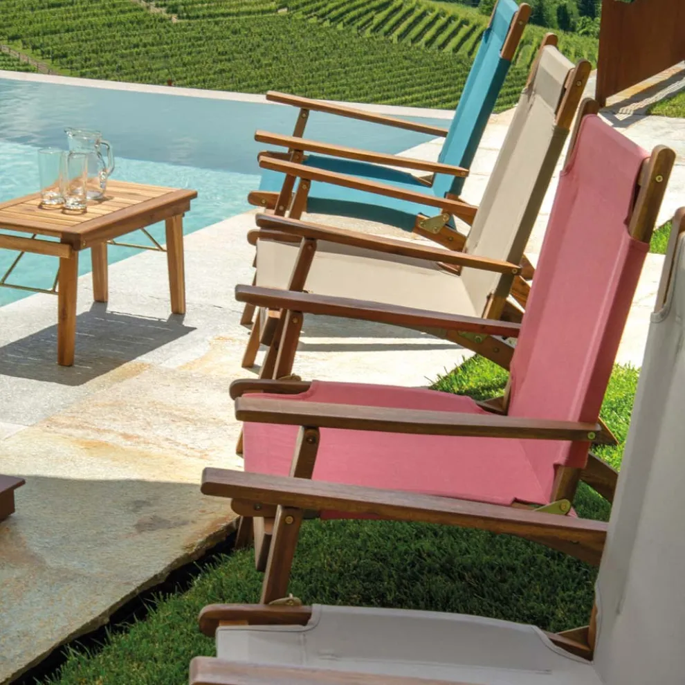 Sessel aus Akazienholz und Baumwoll-/Polyester-Mischgewebe - Bottega