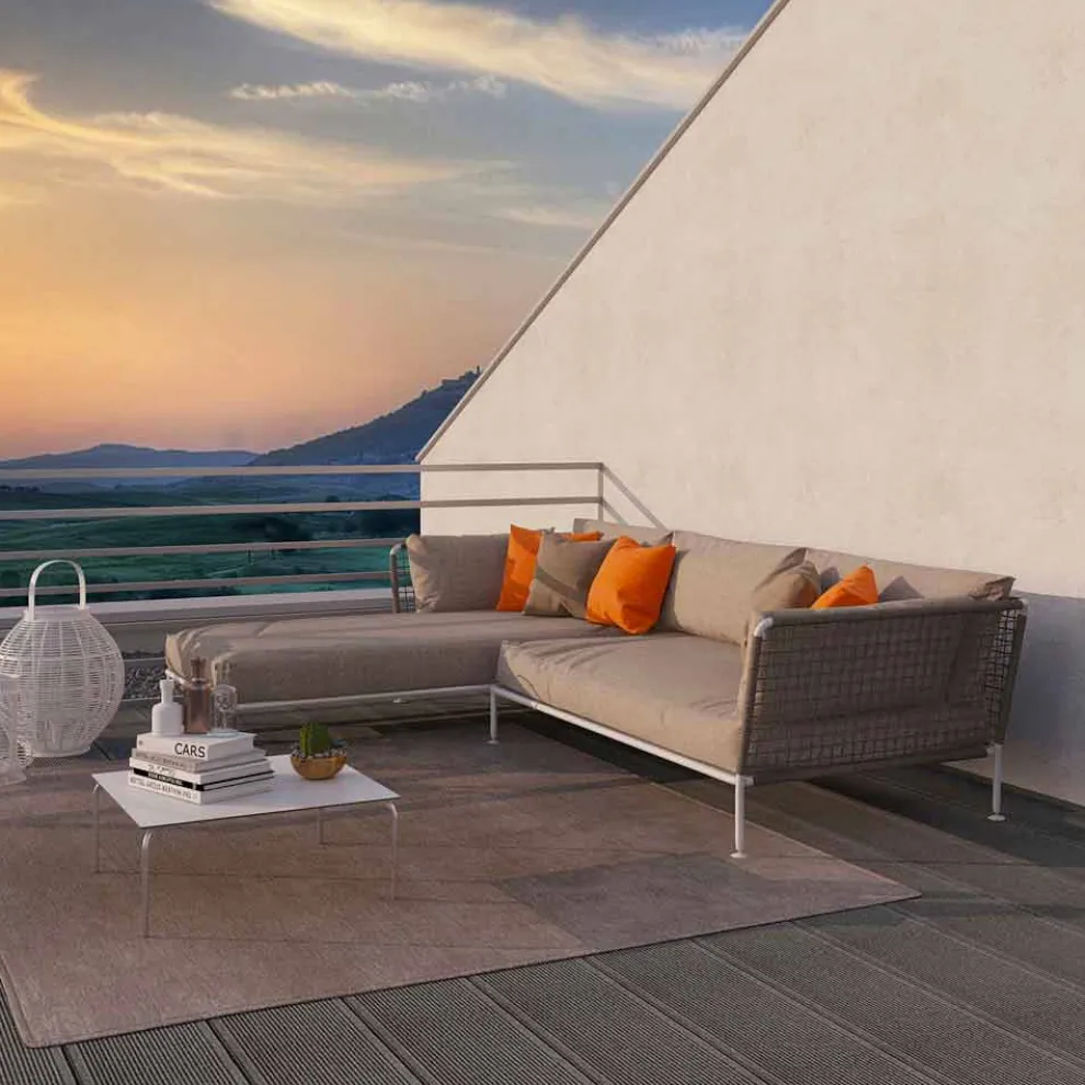 Modernes Design Outdoor-Ecksofa in Taubengrau oder Weiß - Ontario3