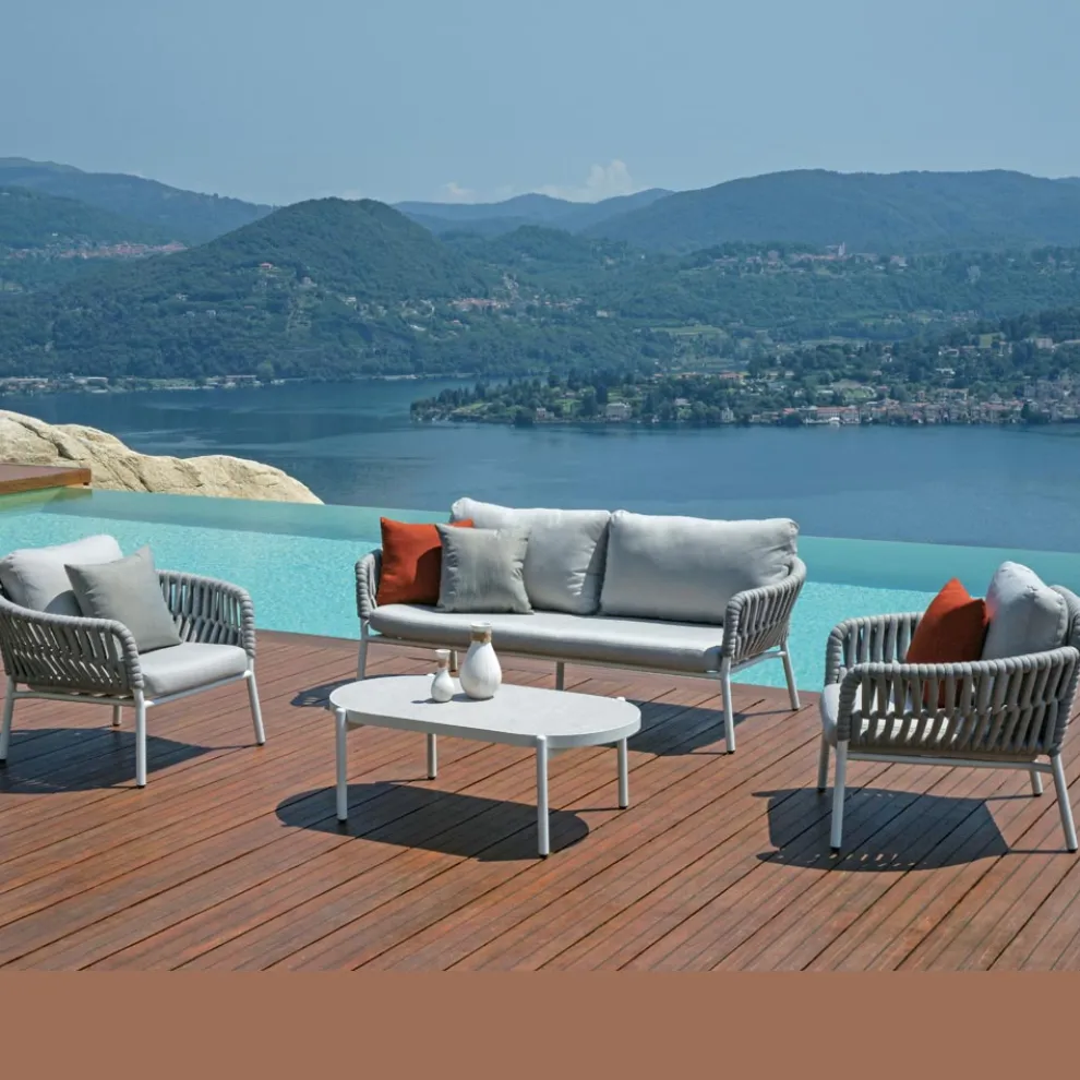 Gartenlounge aus Aluminium und Seil mit Couchtisch - Dingo