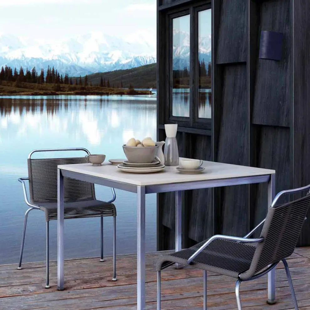 Gartenstuhl aus Stahl mit Armlehnen und Kordel Made in Italy - Madagaskar2