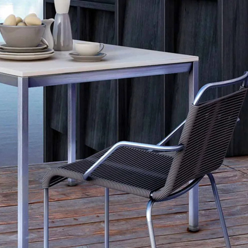 Gartenstuhl aus Stahl mit Armlehnen und Kordel Made in Italy - Madagaskar2