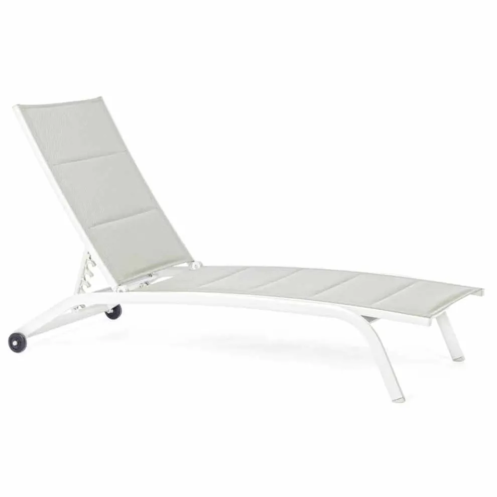 Outdoor Chaise Longue aus Textilene und Aluminium mit Rädern, 4 Stück - Babilonia