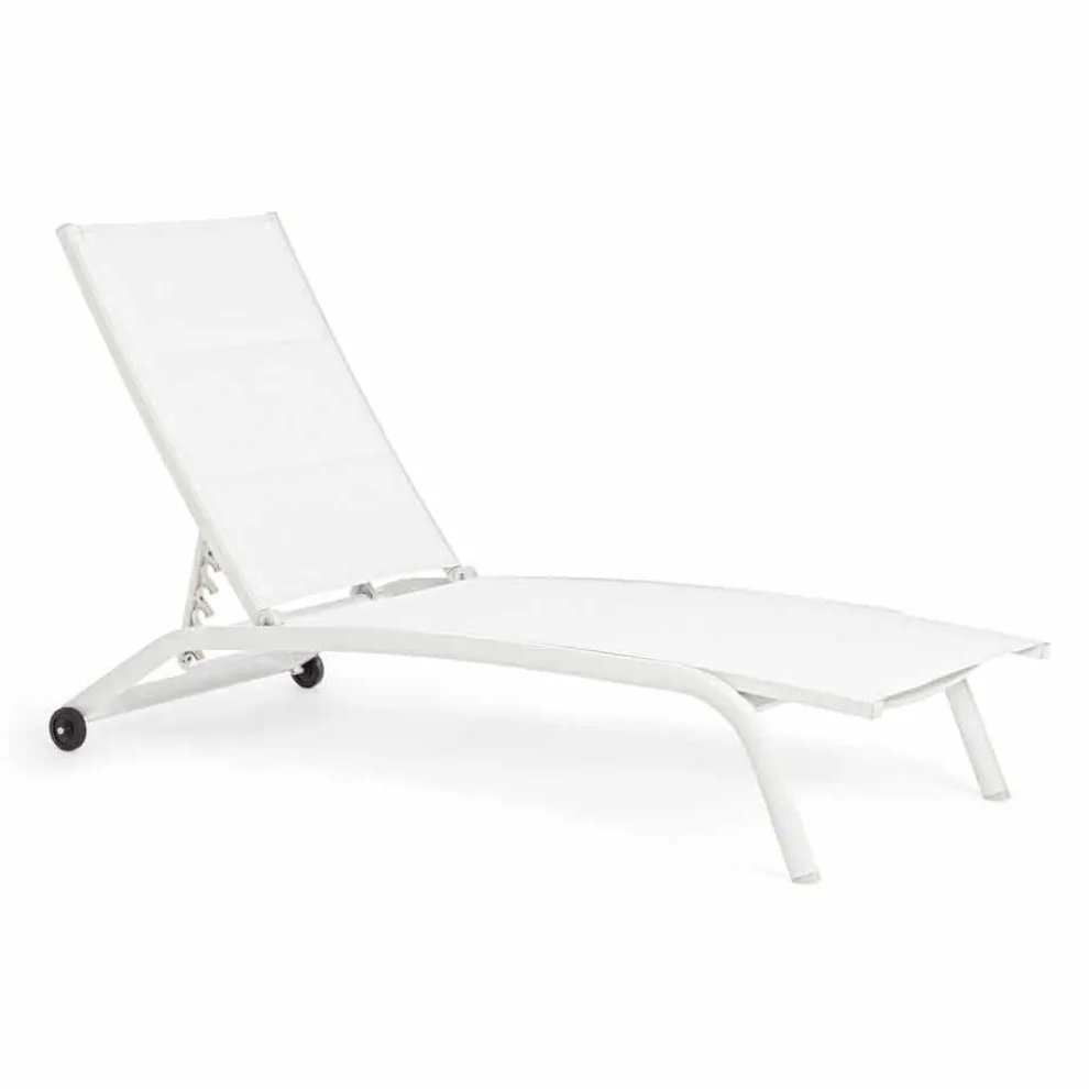 Outdoor Chaise Longue aus Textilene und Aluminium mit Rädern, 4 Stück - Babilonia