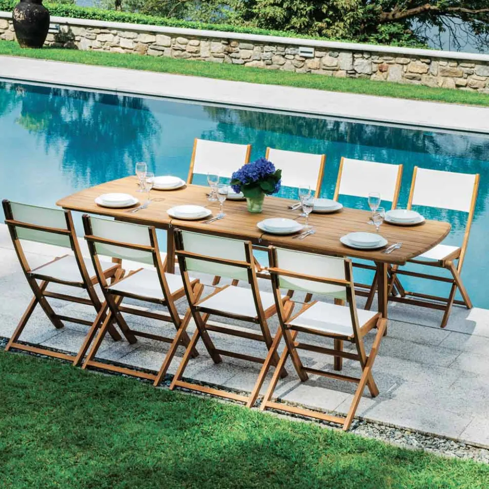 Ausziehbarer Tisch bis 240 cm für den Garten aus Akazienholz - Sereno