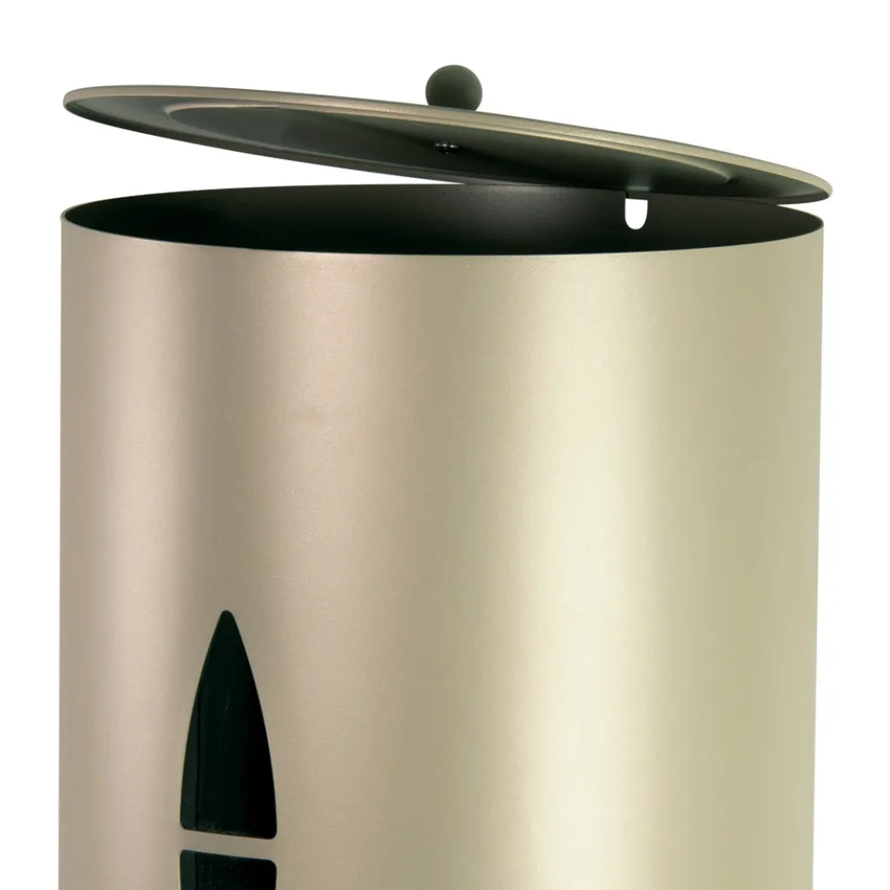 Pellethalter mit Deckel, Besen und Schaufel. Hergestellt in Italien – Cacatua