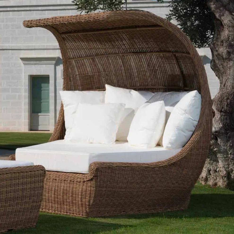 Design Daybed aus luxuriösem gewebtem synthetischem Rattan - Yves