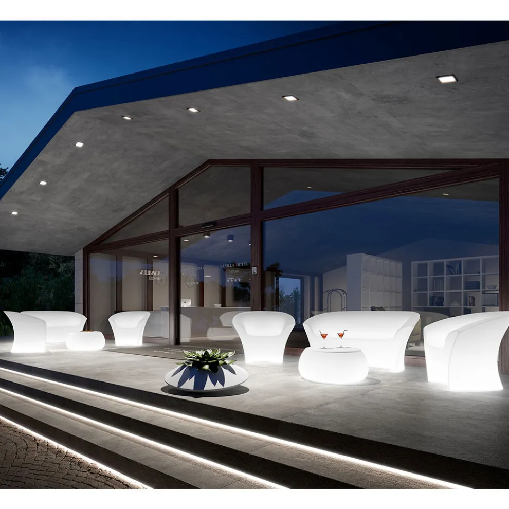 Helles Outdoor-Sofa aus Polyethylen mit LED-Licht Made in Italy - Conda