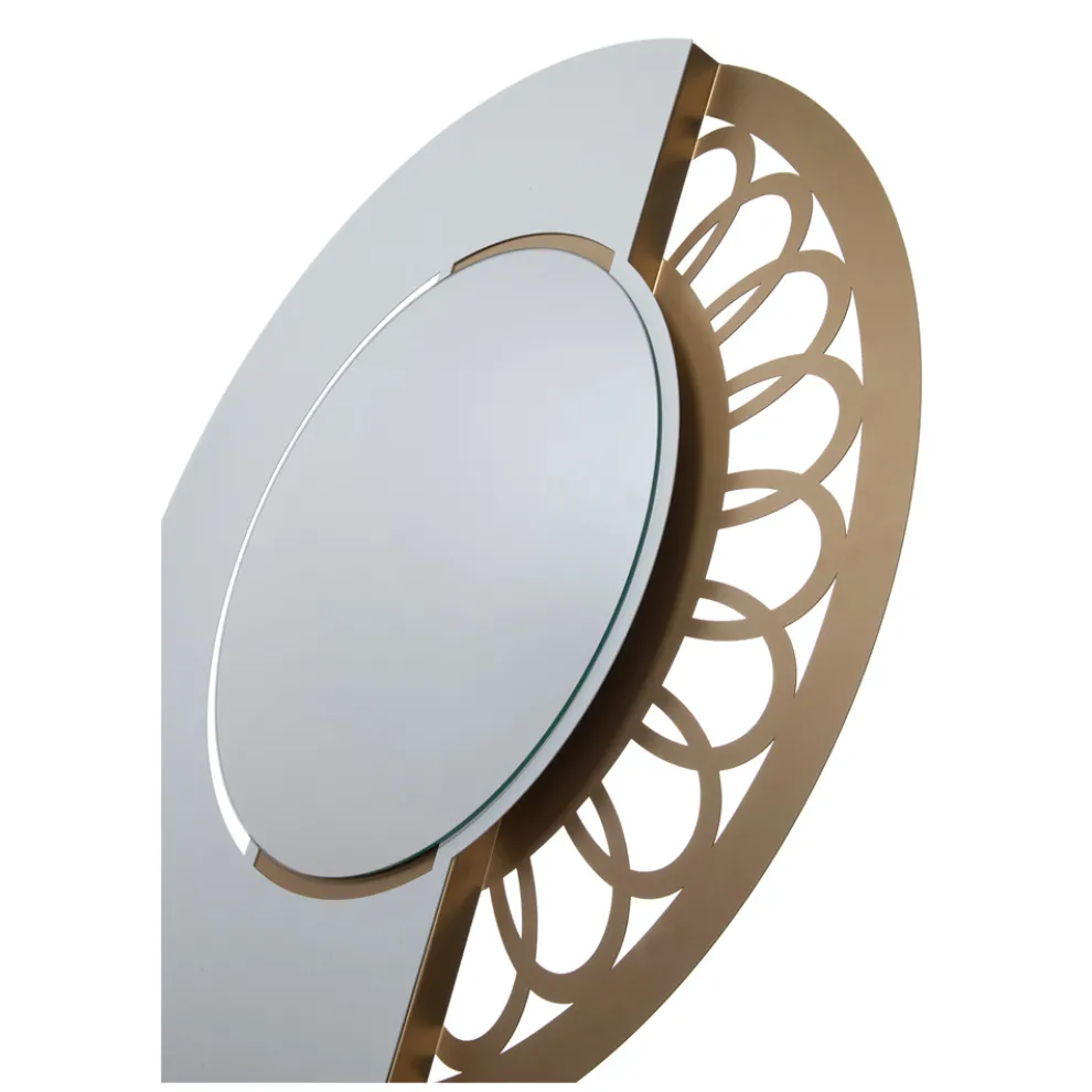 Runder Eisenspiegel mit Seitendekoration, hergestellt in Italien – Vorhängeschloss