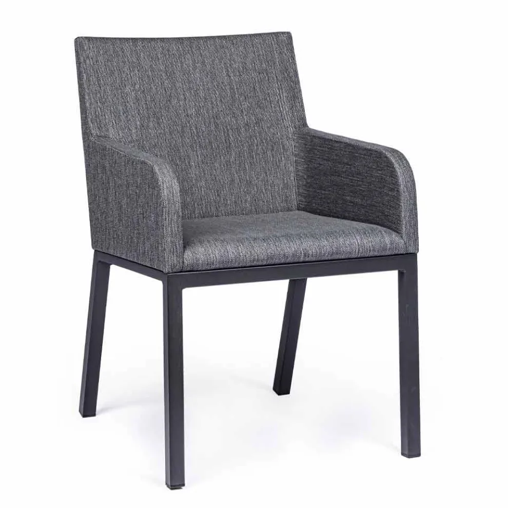 Outdoor Stuhl gepolstert in Stoff mit Aluminiumbeinen, 4 Stück - Nia