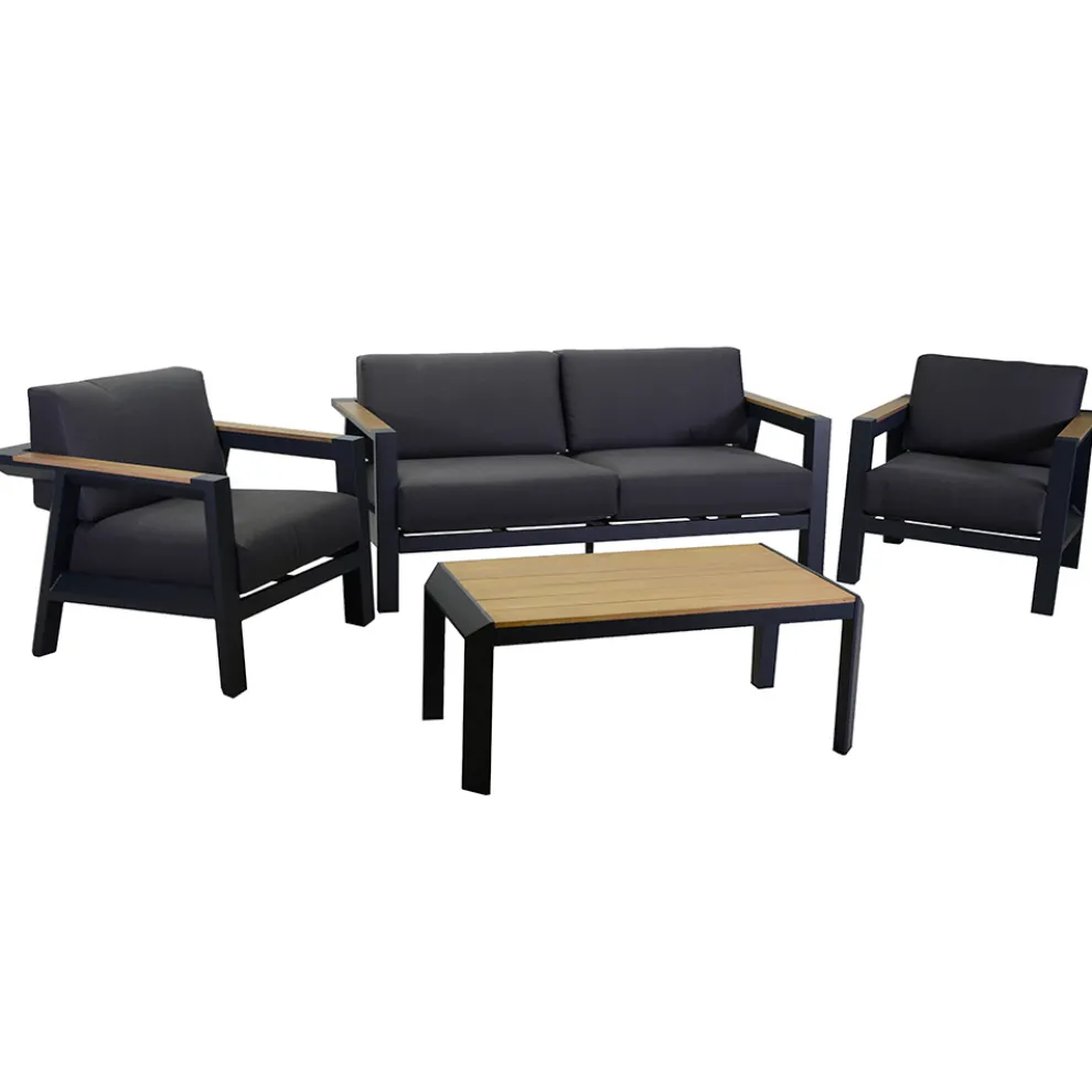 Outdoor-Lounge aus Aluminium mit Details aus brasilianischem Teakholz - Tagebuch