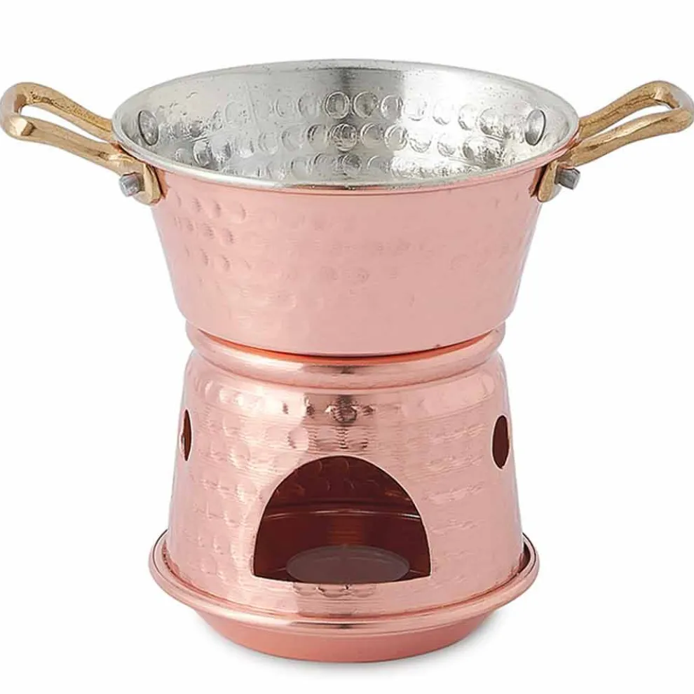 Handverzinnte Kupferpfanne mit Griffen und Boden 14 cm - Gianmatteo