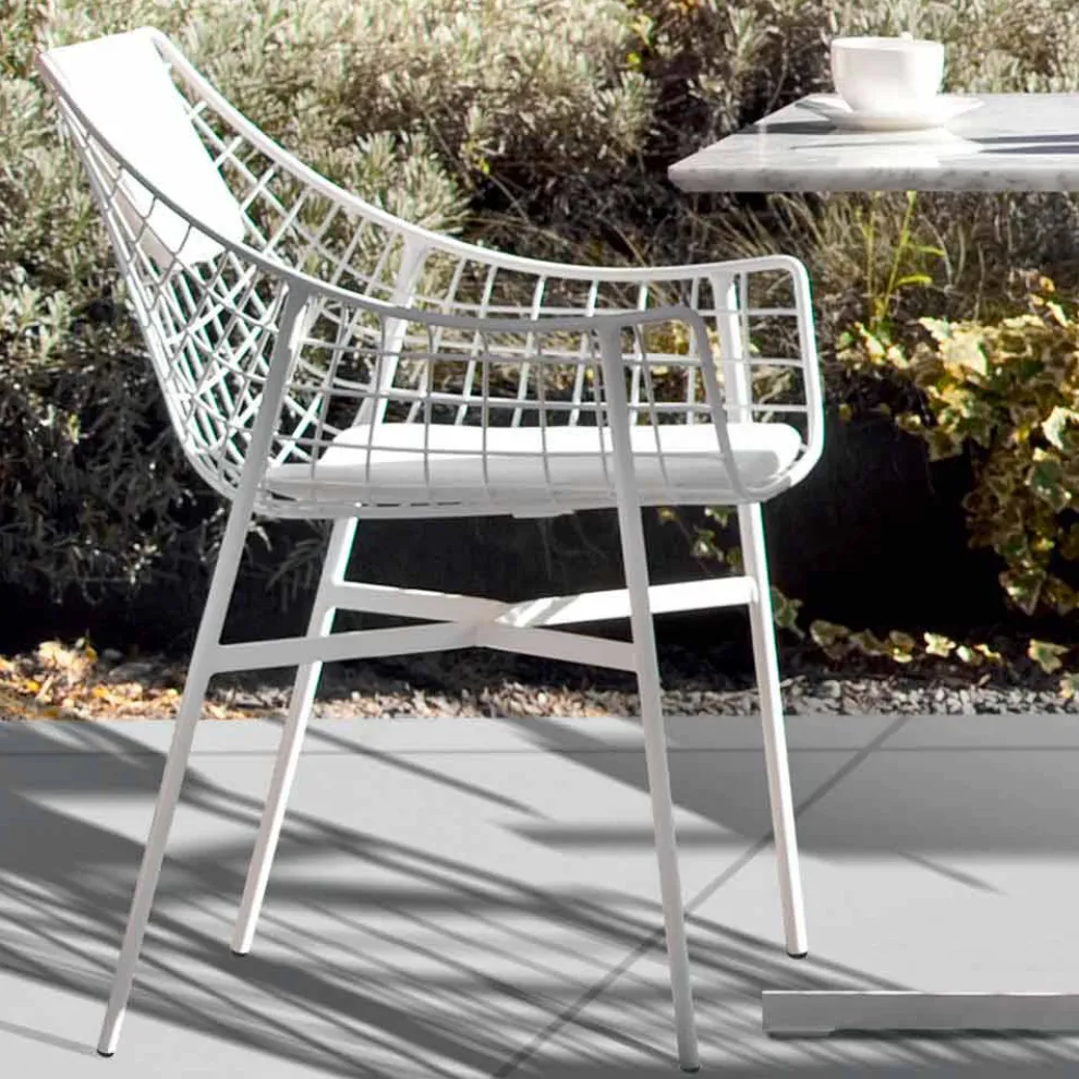 Design Outdoor-Sessel aus weißen Stahl Varaschin Summer Set