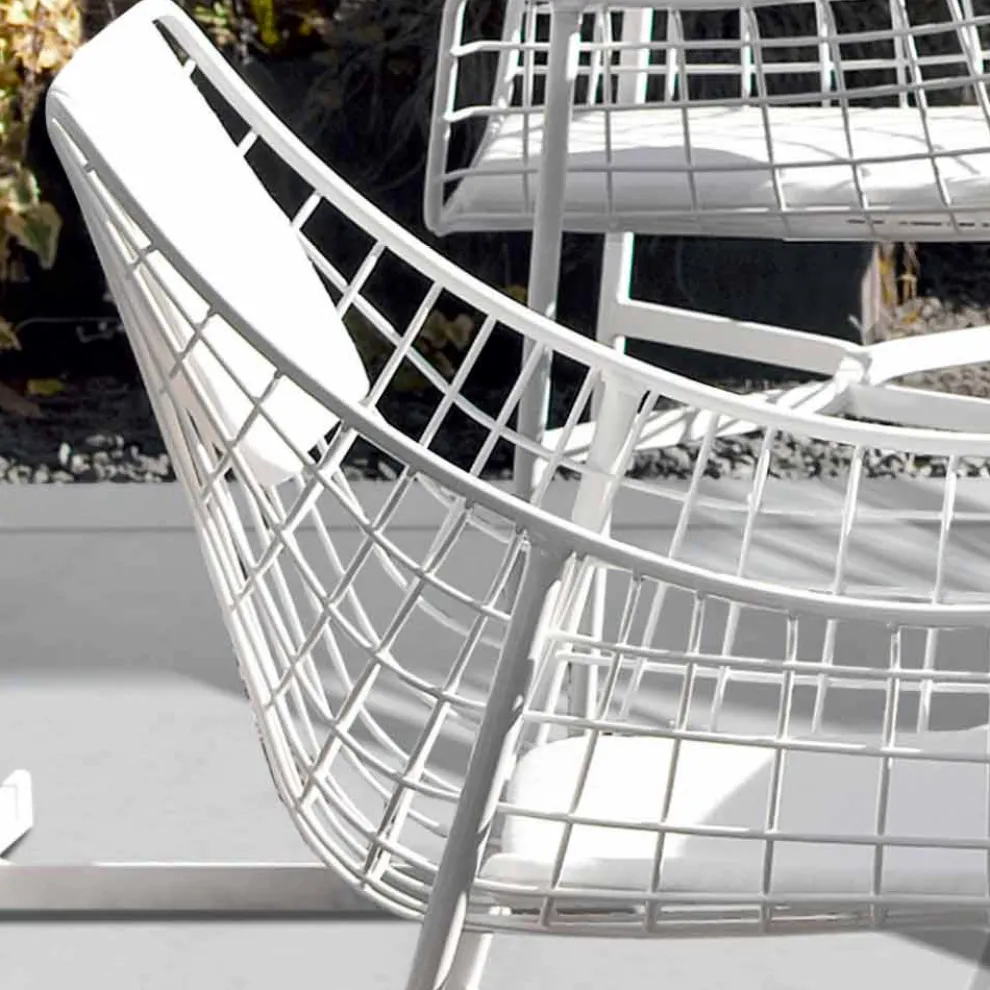 Design Outdoor-Sessel aus weißen Stahl Varaschin Summer Set