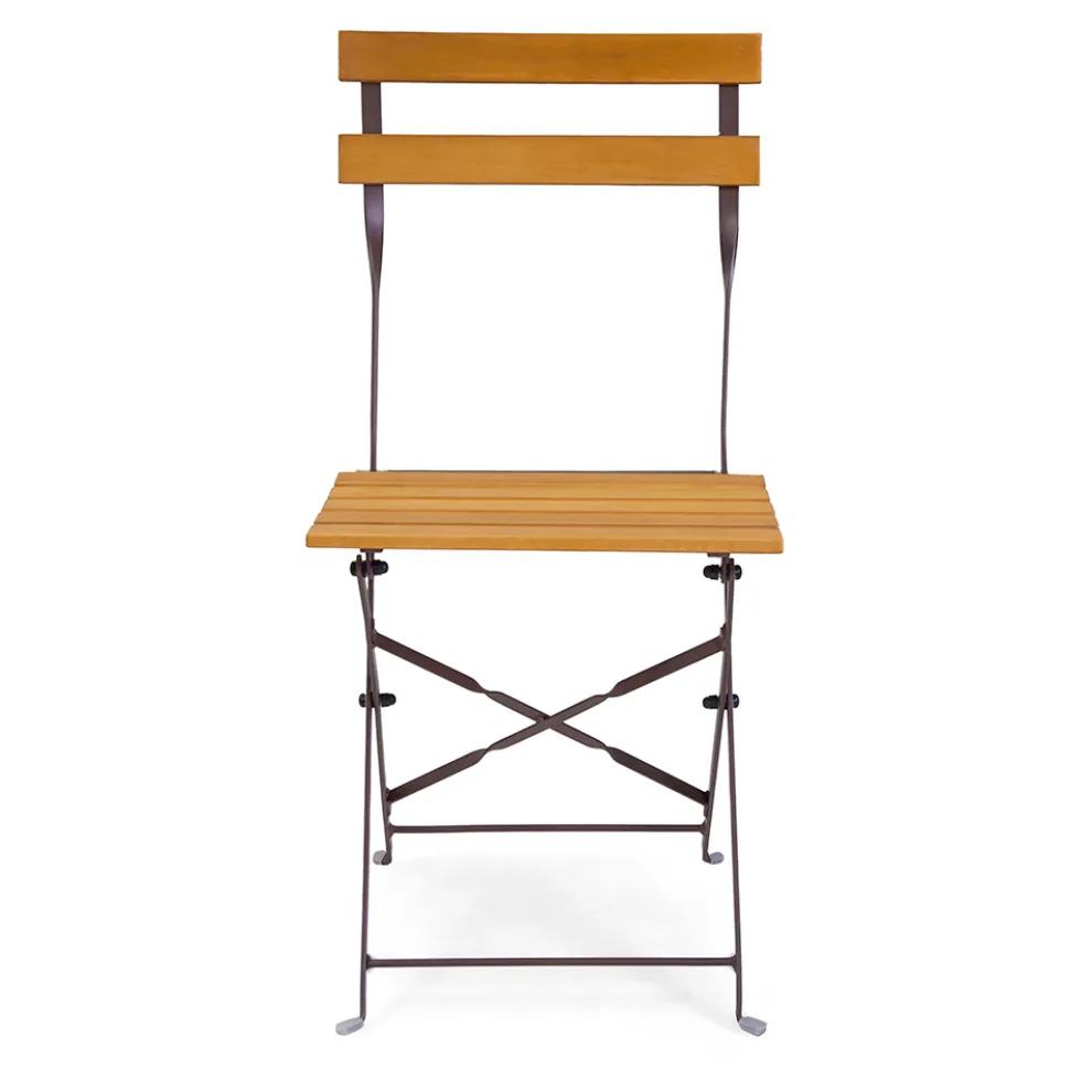 Klappbarer Metallstuhl mit Sitz und Rückenlehne aus Akazienholz - Estate