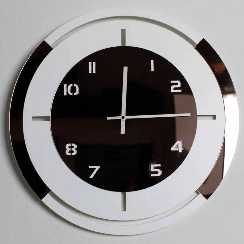 Wanduhr in Weißholz und Bronze Dekorationen des modernen Designs - Mavia